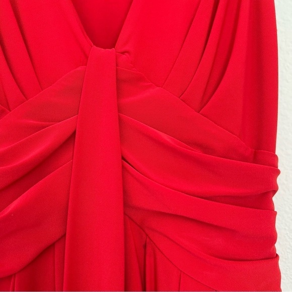 NWT Arden B Red V Neck A Line plunged sleeveless Pleated Cocktail Dress Party S - Picture 6 of 13